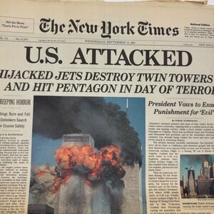 The New York Times September 12 2001 US Attacked Newspaper Complete